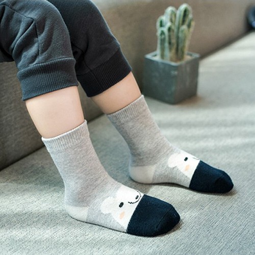 Cute 5pairs//set Boys Girls Anti-slip Cotton Baby Socks Cartoon Toddler Infant
