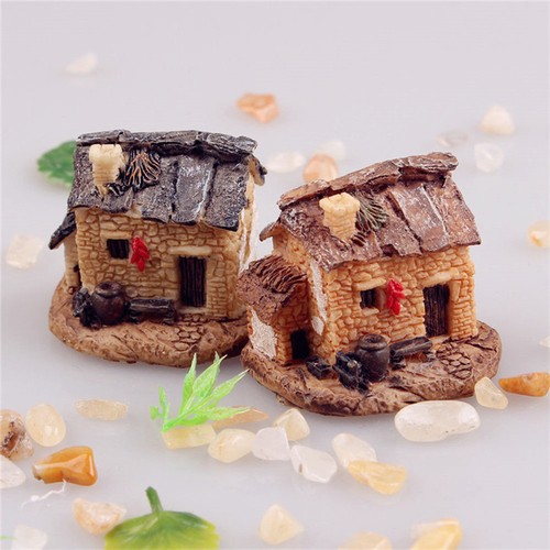 Miniature Shabby House Garden Fairy Resin Ornament Figurine Landscape DIY Decor