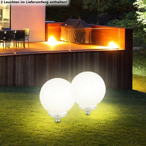 2er Set LED Garten Leuchte Außen Beleuchtung Solar Kugel Lampe Garage Hof Weg