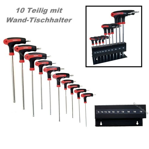 10 Teilig Torx Schraubendreher Satz Schraubenzieher mit Stirnloch T-Griff T9-T50