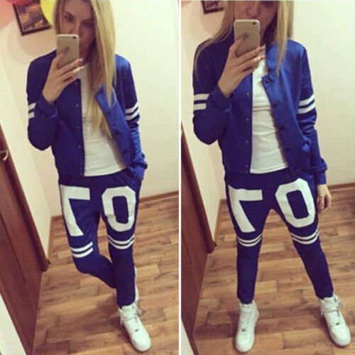 2Pcs Womens Tracksuit Hoodies Sweatshirt Sports Wear Pants Set Casual Sweat Suit