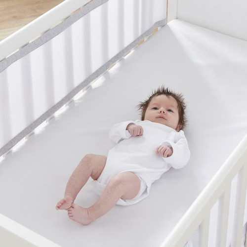 Purflo Breathable Soft Mesh Adjustable for Cot Cot Bed Wrap Around Bumper GREY