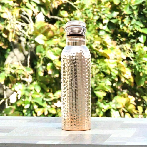 India Ayurveda Yoga Health Benefit Joint Free Hammered Copper Water Bottle Hand