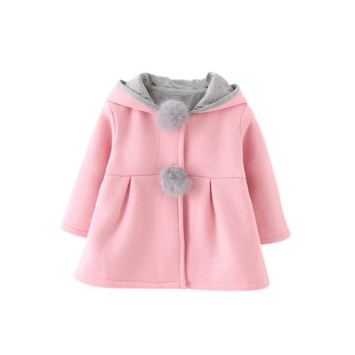 Toddler Baby Kids Girl Bunny Ears Hooded Coat Outwear Winter Warm Jacket Clothes