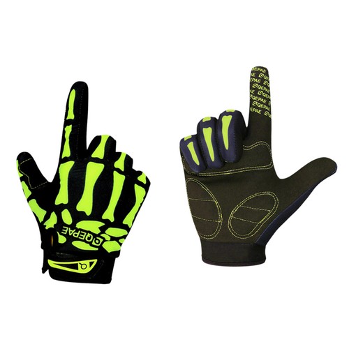 1 Pair Cycling Bicycle Full Finger Breathable Silicone Gel Glove Green L