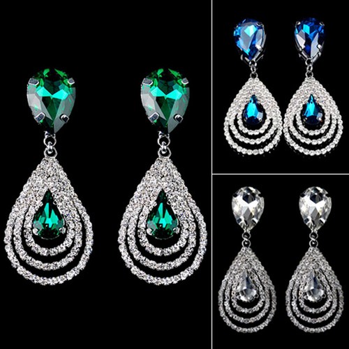 Strass Cristal Bijoux Goutte Boucle d/'oreille mousseux Dangle Boucles d/'oreilles Teardrop