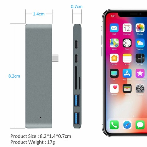 7in1 USB-C Hub Type-C Multiport Card Reader Adapter HDMI 4K For MacBook Pro