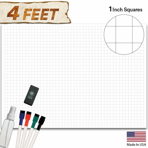 Battle Grid Game Mat 48/" x 34.5/" Jumbo Role Playing Game Map DND Role ...