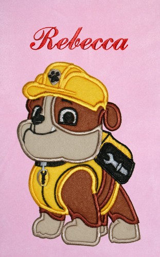 Personalised Applique Soft Fleece Blanket Rubble Paw Patrol
