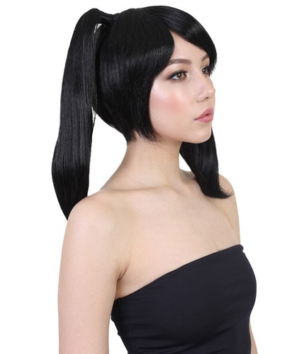 Black Cartoon Ponytail Wig for Cospaly Asian Japanese Anime School Idol HW-1685