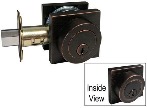 Dark Oil Rubbed Bronze door Square plate round knob lock entry privacy deadbolt