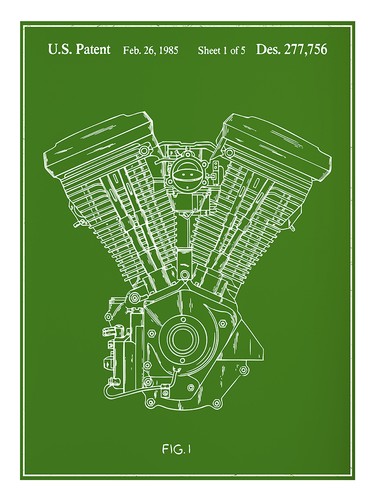 Harley Davidson Motorcycle Evolution Engine Patent Print Art Poster 18 X 24