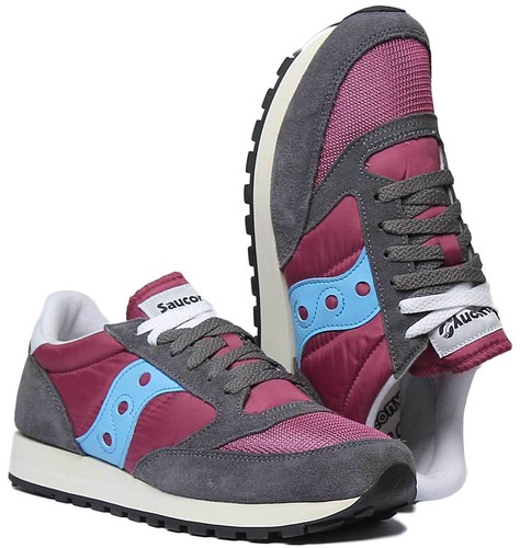 Saucony Jazz Original Vintage Women Suede Mesh Trainer In Purple Size UK 3-8