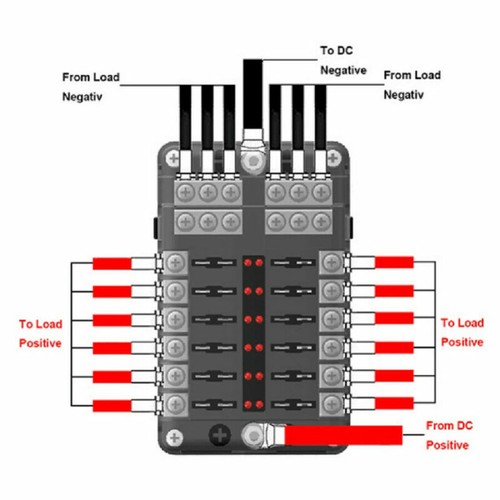 12-Fach LED Boot Sicherungshalterung Wasserdicht für Winsch Beleuchtung GPS 1X