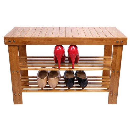 Neue Bambus Regal Schuhregal Sitzbank Schuh Schuhschrank Küchenregal 2 Etagen DE