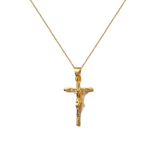 Pendentif CROIX Chrétienne dorée en Plaqué OR 750//000 NEUF CHAÎNE en OPTION