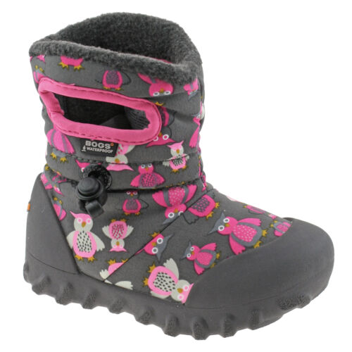 GIRLS BABY BOGS PUFF OWL DARK GREY PINK INSULATED WARM LINED WELLIES BOOTS 72014