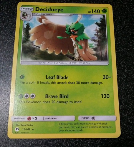 DECIDUEYE 11//149 SUN /& MOON BASE SET NON HOLO RARE POKEMON NEAR MINT
