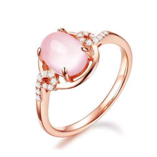 Fashion Femmes Stone Rose Gold Wedding Party Finger Band Ring Jewelry Gift