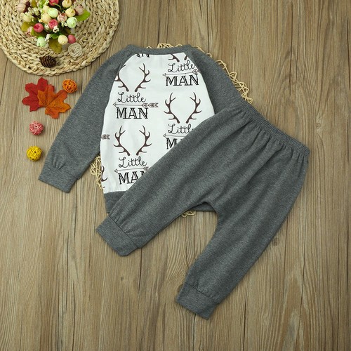2PCS Toddler Baby Kids Boy T-shirt Tops+Long Pants Casual Outfits Clothes Set US