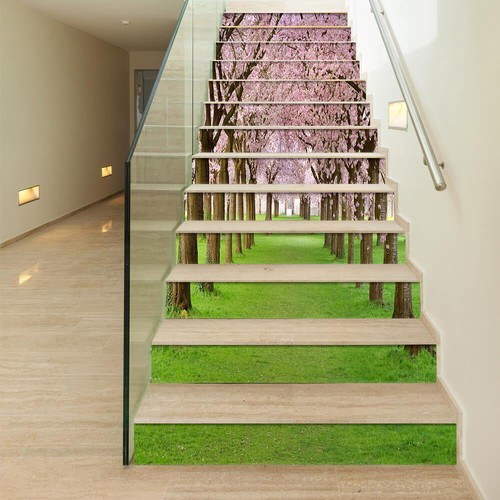 13PCS 3D Self Adhesive Stairs Stickers Waterproof Stair Riser Mural Wall decal
