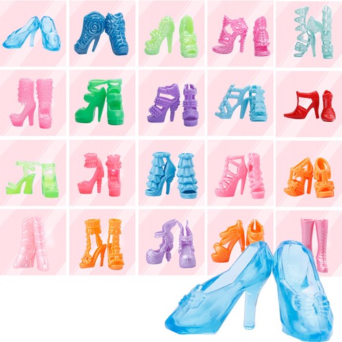 80pcs 40Pairs Different High Heel Shoes Boots For Doll Clothes Random