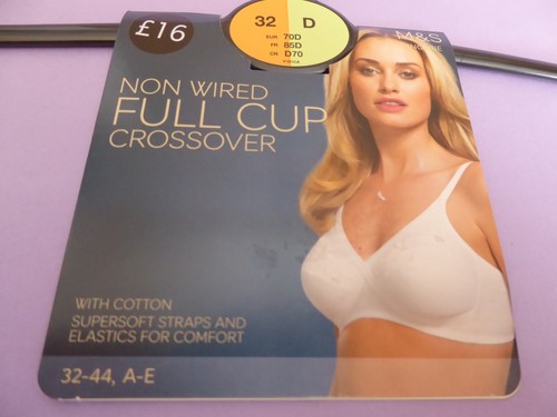 Marks /& Spencer 32D 44C NUOVO COLOR CREMA NO FERRETTO Crossover Coppa Piena Reggiseno con cotone