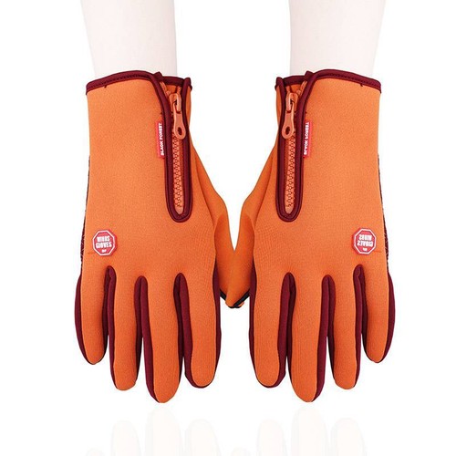 Unisex Winter Warm Windproof Waterproof Anti-slip Thermal Screen Gloves Zipper