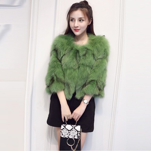 2017 Womens Fashion Winter Real Fox Fur Short Jacket Fur Coat Warm Parka Outwear