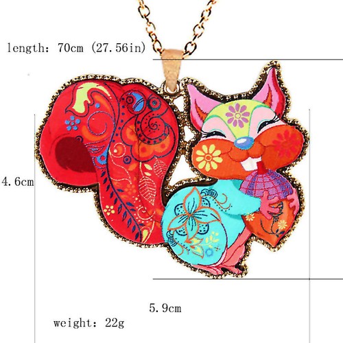 Colors Women Squirrel Butterfly Owl Skull Pendant Necklace Sweater Chain Jewelry