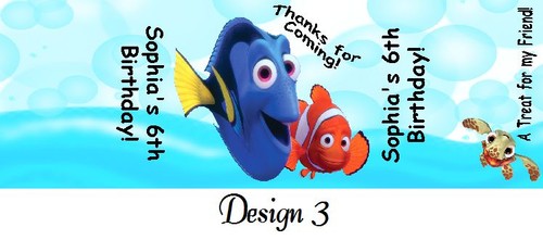GLOSSY FINDING NEMO PERSONALIZED HERSHEY NUGGET WRAPPERS BIRTHDAY PARTY FAVORS