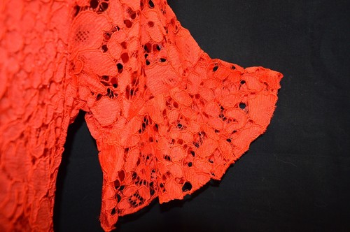 NUOVO £ 29.99 Abito in pizzo QUIZ Turno Tunica Floreale Rossa Maniche a Pieghe Festa taglia 8-16