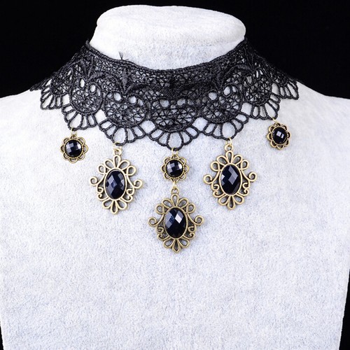 Femmes gothique cou Burlesque dentelle victorienne Collier ras du cou9hk