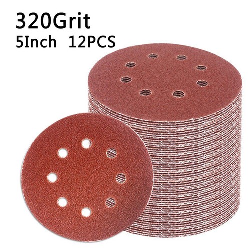 5/'/' Inch Polishing 5/" 40-3000 Discs Pad Sandpapers 12pcs Sanding 8 Sander 125mm