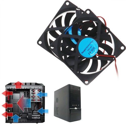 2PCS12V 80 x 80 x 10mm Brushless Silent Cooling Fan Fit For Computer PC Case