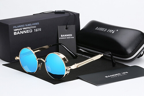 Retro Round Metal Hd Polarized Punk Steampunk Sunglasses Women Men Vintage