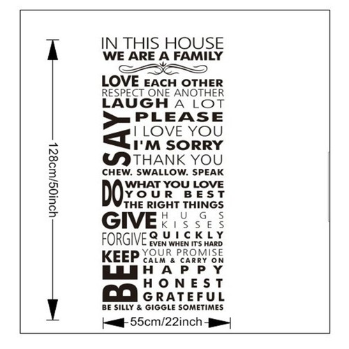 Family In This House Rules Wall Quote decal Removable sticker decor Vinyl art