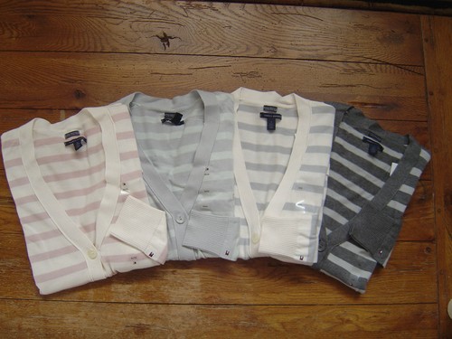 New NWT TOMMY HILFIGER Womens Cardigan Sweater Pima Cotton Blazer Jacket Stripes