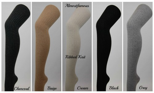 Details about / Girls Women Wool Over Knee Winter Warm Socks Thigh-Highs Stockings Cable Knit UK