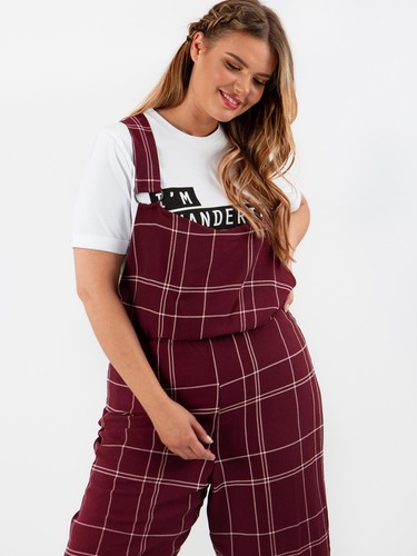 Lovedrobe GB Womens Plus Size Check Pinafore Jumpsuit
