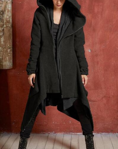 Women Long Irregular Gothic Steampunk Parka Coat Hooded Cotton Slim Jacket