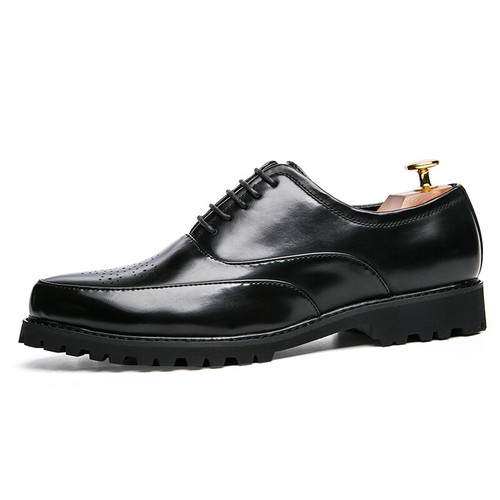 Details about / Mens Retro British Leather Shoes Pointy Toe Lace up Brogue Carved Business Party