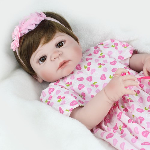 Full Body Silicone Reborn Girl Dolls Realistic Newborn Baby 22/" Lifelike Toddler