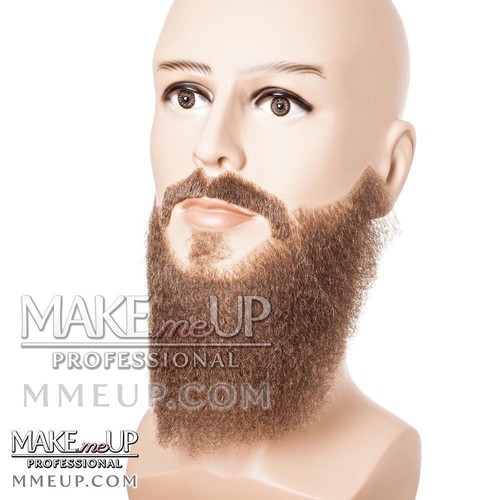 Hi-QUALITY FULL Long Brown Beard Mustache Hair Makeup stage Theatrical costume