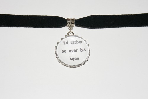 /'Over his knee/' Black Velvet Choker Necklace Jewellery Fetish Bondage Collar