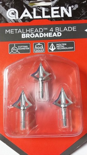 Allen MetalHead 4 Blade 100gr Broadheads Set of 3 ON SALE $12.96 item 32058