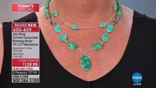 JAY King Tyrone Turquoise Argent Sterling 19-1//2/" Collier $189.50 HSN