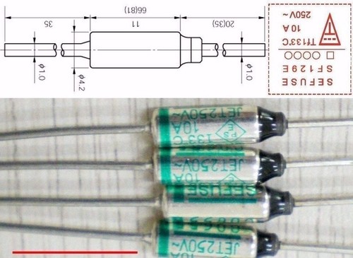 15 PCS SEFUSE Cutoffs SF129E Thermal Fuse 133 °C 10A 250V
