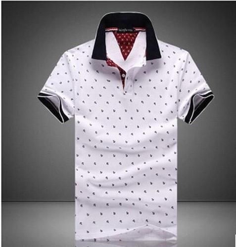Brand New Mens Polo Shirts Casual Stand Collar Printed Cotton Short Sleeve Male
