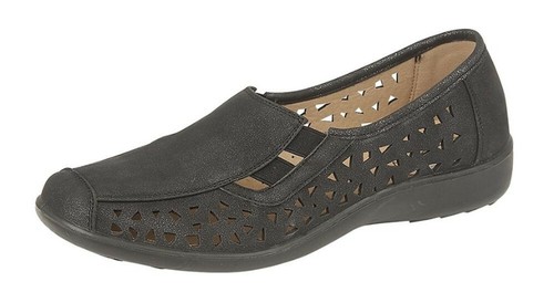 Womens Ladies Leather Lined Elasticated Gusset Summer Comfort Shoes Size 3-9